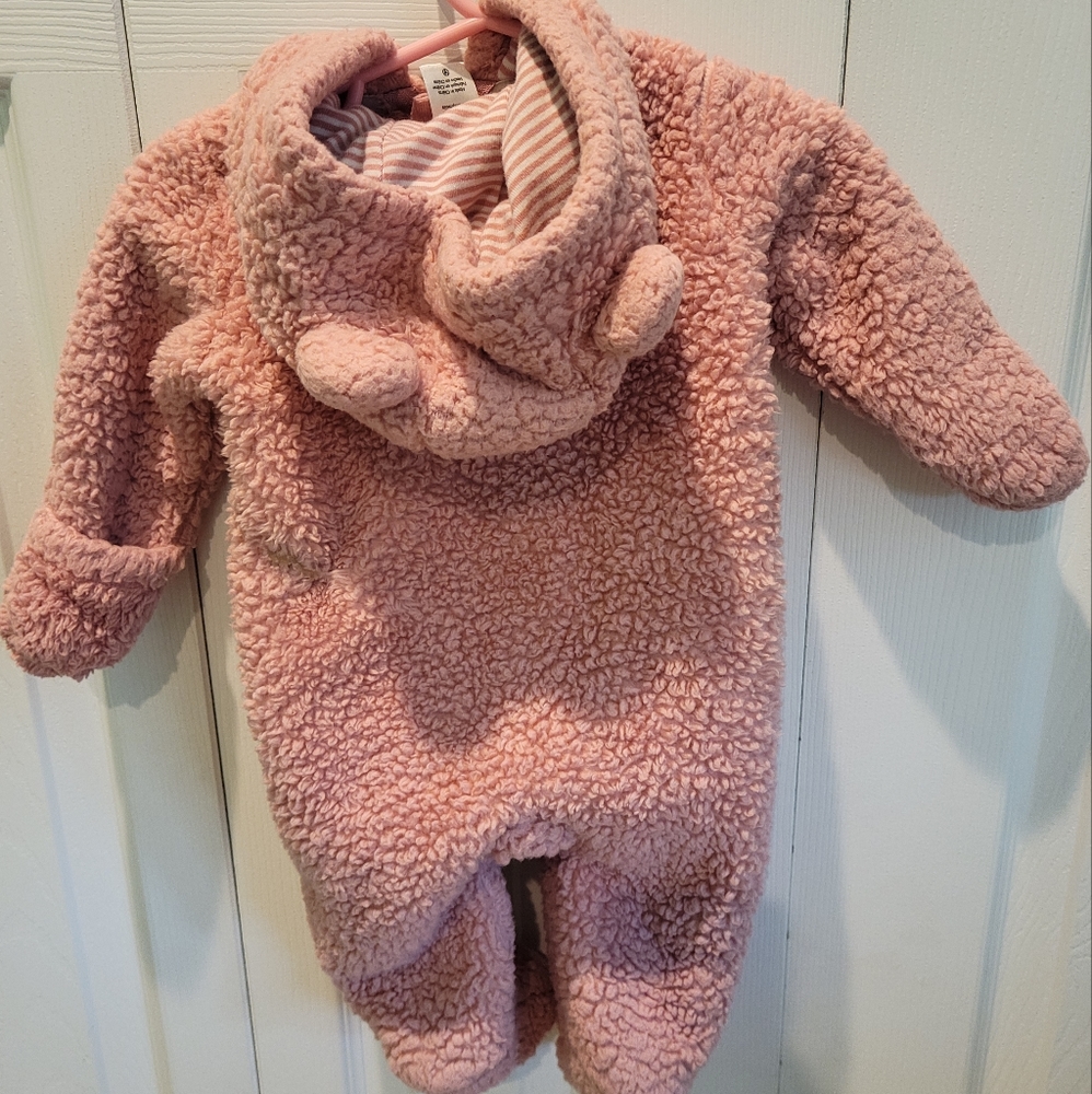 Pink fuzzy winter suit